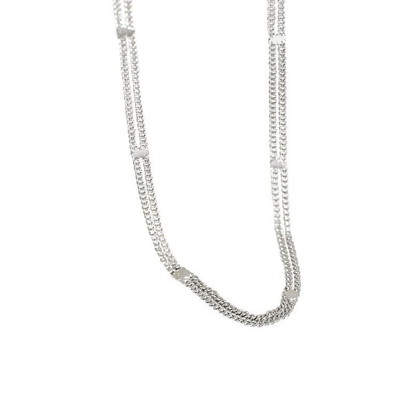 Double Layer Chain 925 Sterling Silver Choker Necklace R866-HFH_626129120714