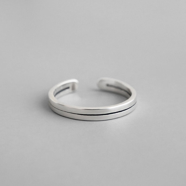 Vintage Double Layer Simple 925 Sterling Silver Adjustable Ring R866-HFH_530733597212
