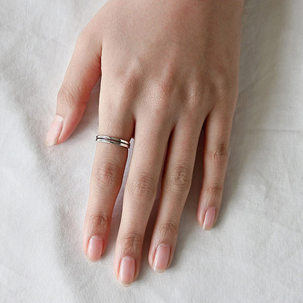 Vintage Double Layer Simple 925 Sterling Silver Adjustable Ring R866-HFH_530733597212