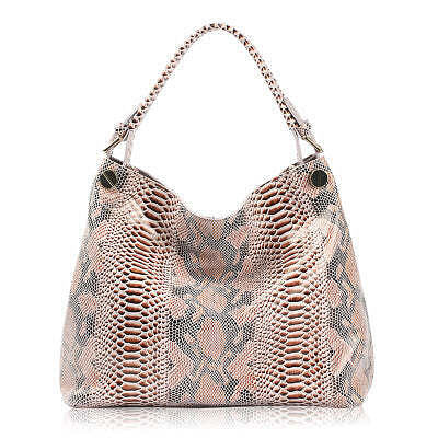 Color: NATURAL - Resort Snake Skin Print Handbag K290-44507052704017
