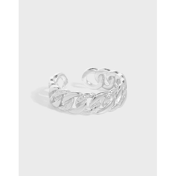 Fashion Hollow Curb Chain 925 Sterling Silver Adjustable Ring R866-HFH_643451487366