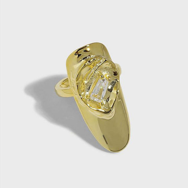 Fashion CZ Geometry 925 Sterling Silver Adjustable Nail Ring R866-HFH_662291725020