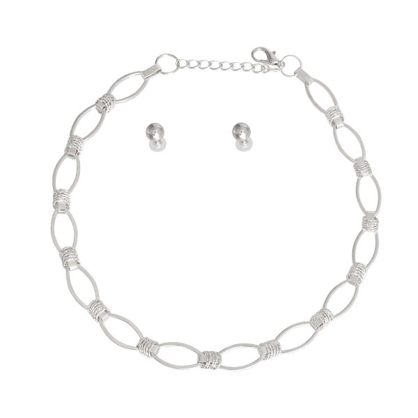 Silver Wrapped Oval Link Set T226-9485461258559