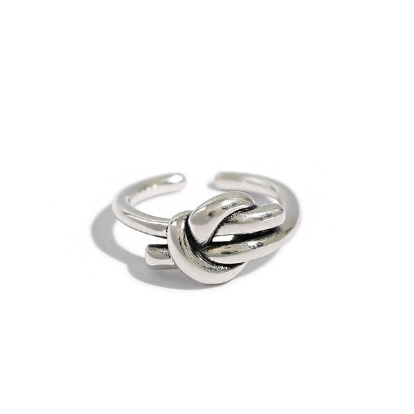 Vintage Heart Knot 925 Sterling Silver Adjustable Ring R866-HFH_623100409719