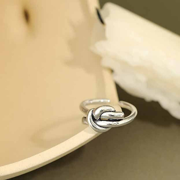 Vintage Heart Knot 925 Sterling Silver Adjustable Ring R866-HFH_623100409719