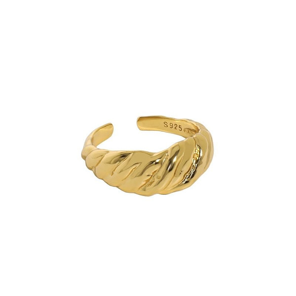 Simple Twisted Wide Office 925 Sterling Silver Adjustable Ring R866-HFH_646403214259
