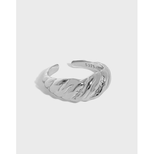 Simple Twisted Wide Office 925 Sterling Silver Adjustable Ring R866-HFH_646403214259