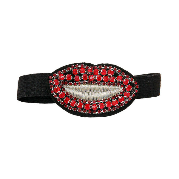 Pair of Red Rhinestone Lips Shoe Bands T226-9485937312063
