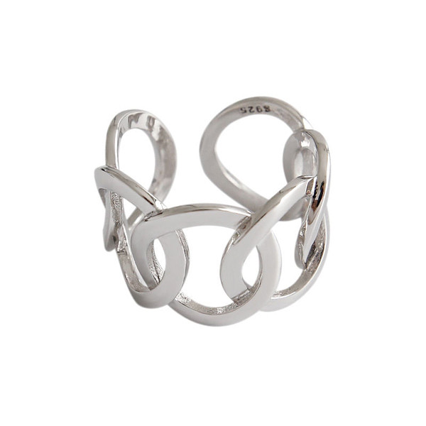 Simple Hollow Chain Wide New 925 Sterling Silver Adjustable Ring R866-HFH_605213768203