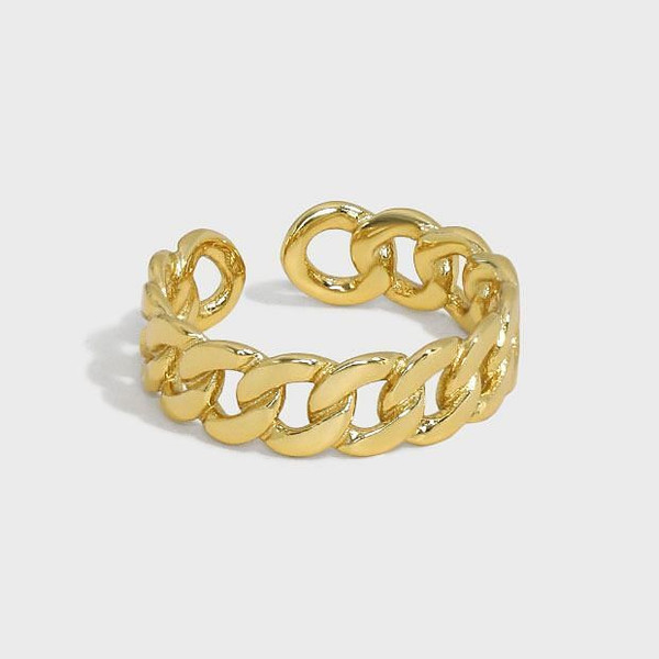 Party Hollow Chain 925 Sterling Silver Adjustable Ring R866-HFH_639592888093