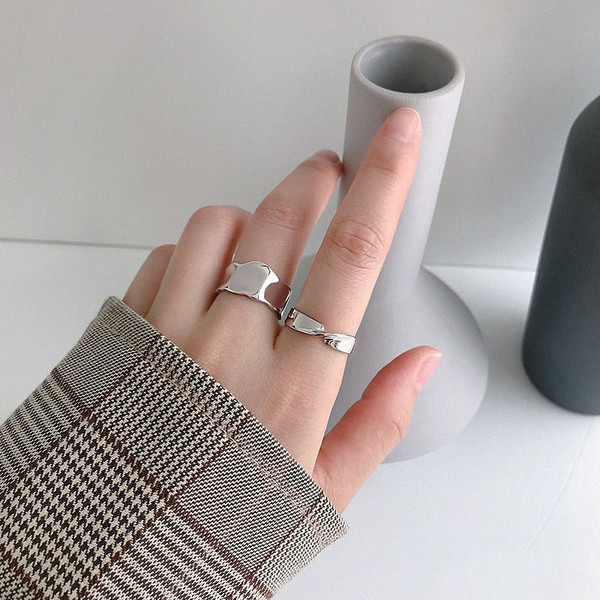 Fashion Twisted Cross 925 Sterling Silver Adjustable Ring R866-HFH_592235413055