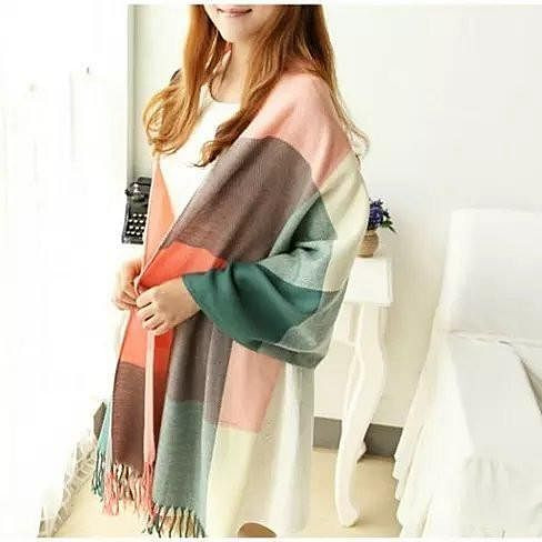 Color: Poinsettia Wine - E - COLORAMA Reversible Shawl Full Of Colors K290-7987430341