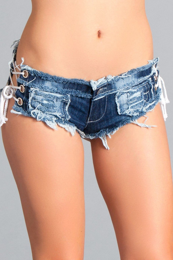 BWJ4 Sexy Cut Off Low Waist Denim Jeans U165-BWJ4BL L