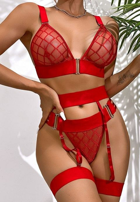 Full Of Passion Garter 3 Piece Set H721-XY271-RD