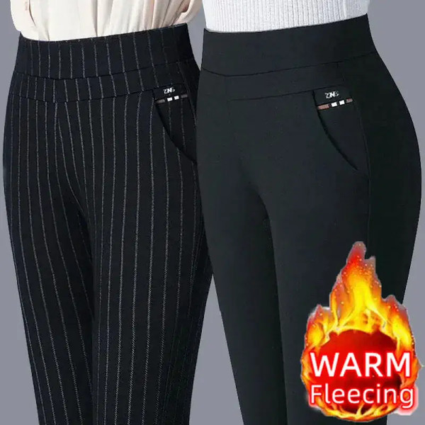 Color: DEEP BLUE, Size: XL - Thin & Thick Warm Winter Pencil Pants Womens Snow Plush Strench Lady O F640-12000040364272524