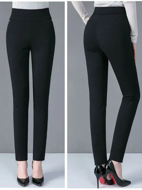 Color: DEEP BLUE, Size: XL - Thin & Thick Warm Winter Pencil Pants Womens Snow Plush Strench Lady O F640-12000040364272524