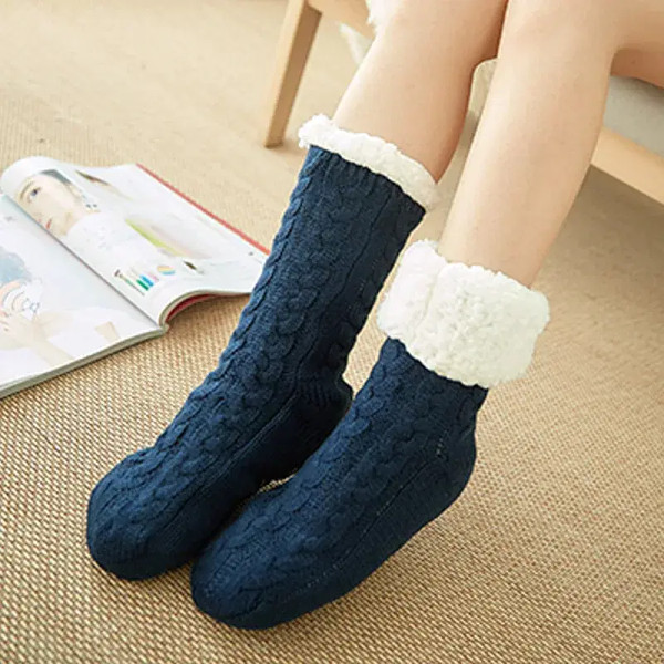 Color: ROYAL BLUE, Shoe Size: 38 - Glglgege twist stripes Winter Women Socks Women Non-slip Adult F F640-10000015394608047