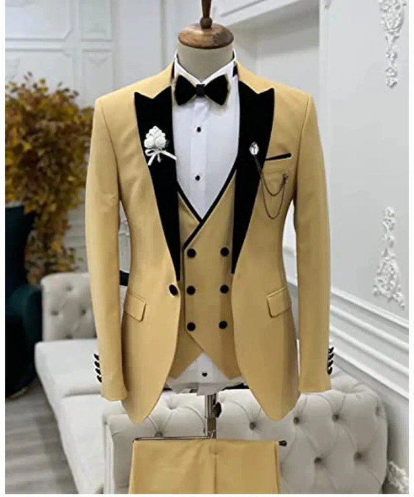 Color: WHITE, Size: XS - Suits for Mens 2024 Casual Business Suit High-end Social Formal Suit 3 Pcs F640-12000030767705665