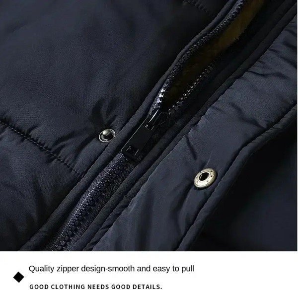 Color: black, Size: XXXL - 2024 New Men Winter Autumn Work Outwearing Parka Black Fleece Lined Thic F640-12000037021753668