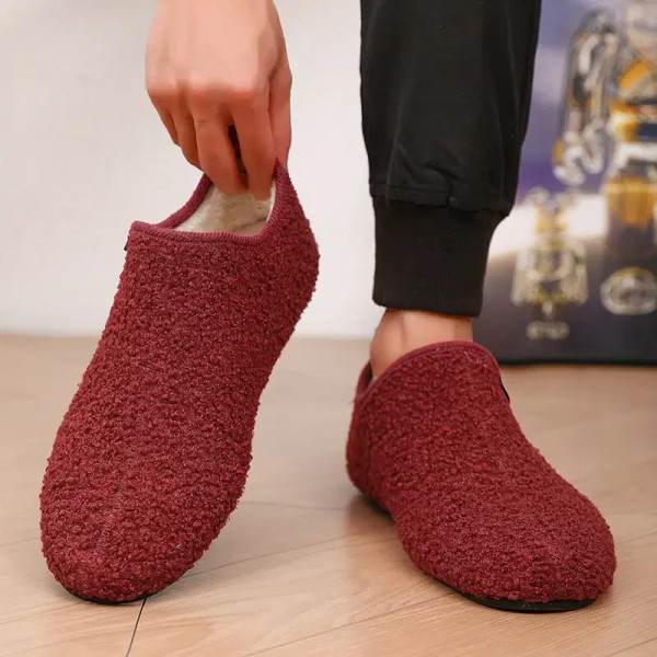 Color: Red, Shoe Size: 40, Ships From: CHINA - Winter Fashion Men Slippers Plush Male Home Cotton S F640-12000043908110318