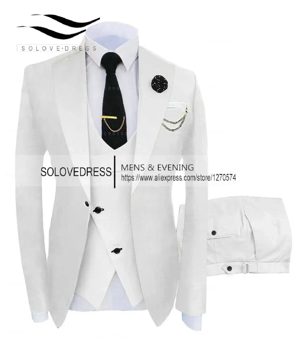 Color: Red, Size: XL - ( Jacket + Vest + Pants )Suits for Mens 2024 Casual Business Suit High-end S F640-12000029465731958
