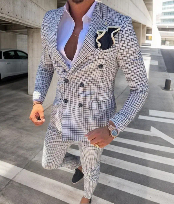 Color: green, Size: 6XL - High Quality 2024 Peak Lapel Men Suits One Button Groom's Wedding Suit Se F640-12000043088442172