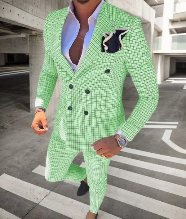 Color: green, Size: 6XL - High Quality 2024 Peak Lapel Men Suits One Button Groom's Wedding Suit Se F640-12000043088442172