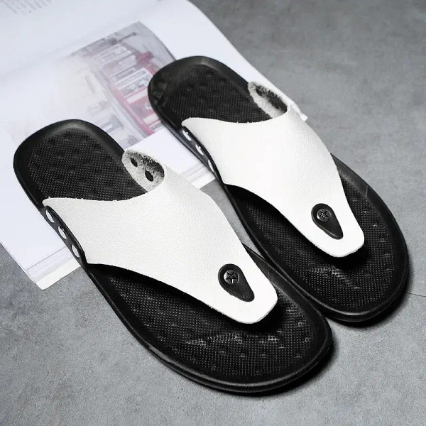 Color: Red, Shoe Size: 45 - MAEDEF 2024 Summer Men's Slippers Outdoor Beach Soft Comfortable Man Sh F640-12000040515819355