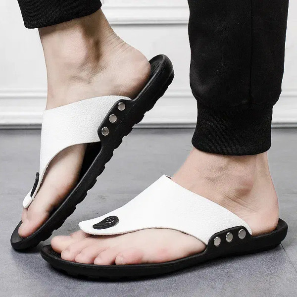 Color: Red, Shoe Size: 45 - MAEDEF 2024 Summer Men's Slippers Outdoor Beach Soft Comfortable Man Sh F640-12000040515819355