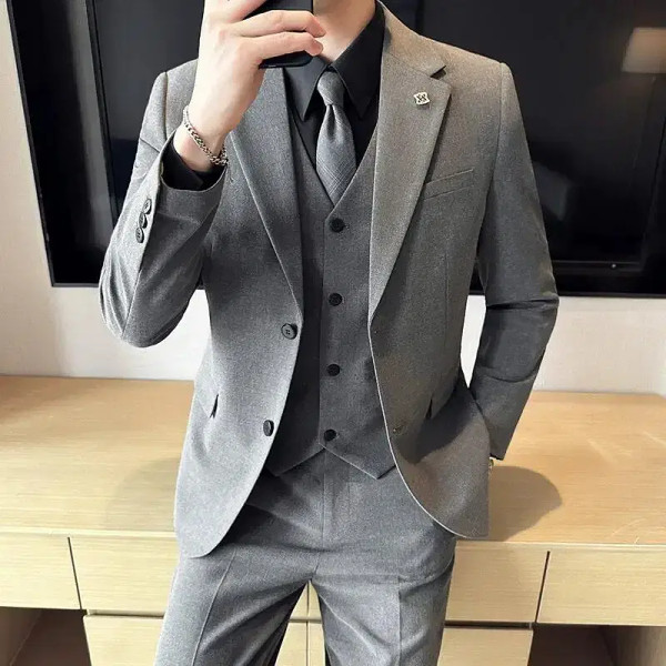 Color: Beige, Size: One Size, Ships From: CHINA - (Jacket+Vest+Pant) Plus Size 7XL-S Men Suit Forma F640-12000036906729533