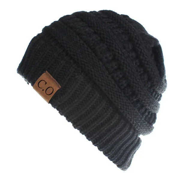 Color: GRAY - New Lady Knitted Hats for Women Girls Skiing Baseball Cap Openings Horsetail Hat F640-12000035792519367