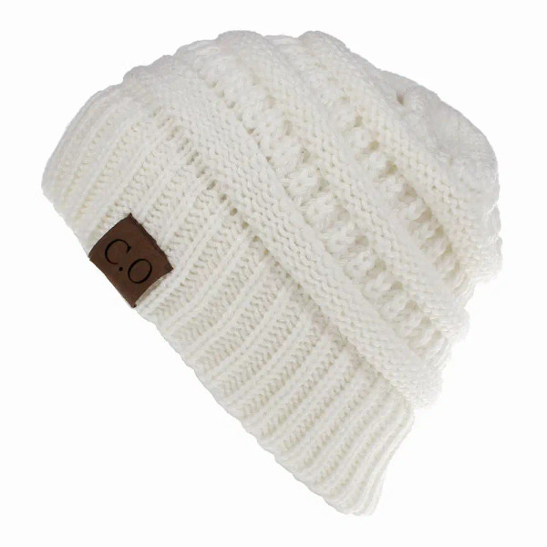 Color: GRAY - New Lady Knitted Hats for Women Girls Skiing Baseball Cap Openings Horsetail Hat F640-12000035792519367