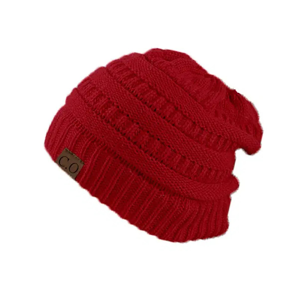 Color: GRAY - New Lady Knitted Hats for Women Girls Skiing Baseball Cap Openings Horsetail Hat F640-12000035792519367