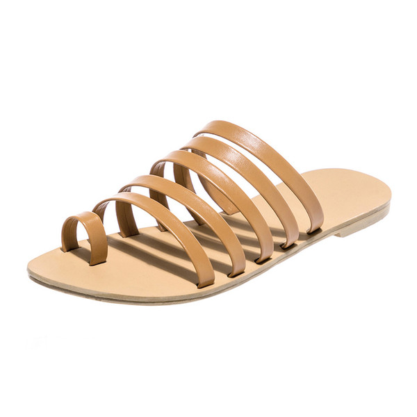 Color: Yellow, Size: 35 - Beach flat sandals Q119-CJBHNSNS10676-Yellow-35