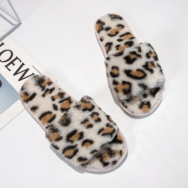 Color: Beige Leopard 1, Size: 40 to41 - Leopard slippers female fur mop Q119-CJBHNSNS17597-Beige Leopard 1-40 to41