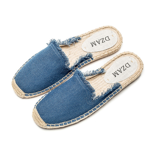 Flax Straw Fisherman Shoes Casual Comfortable Breathable Women's Slippers Q119-CJNS1197338