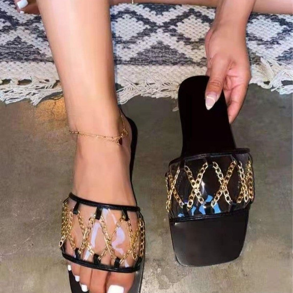 Fashion Casual One-word Chain Slippers Q119-CJNS1183330