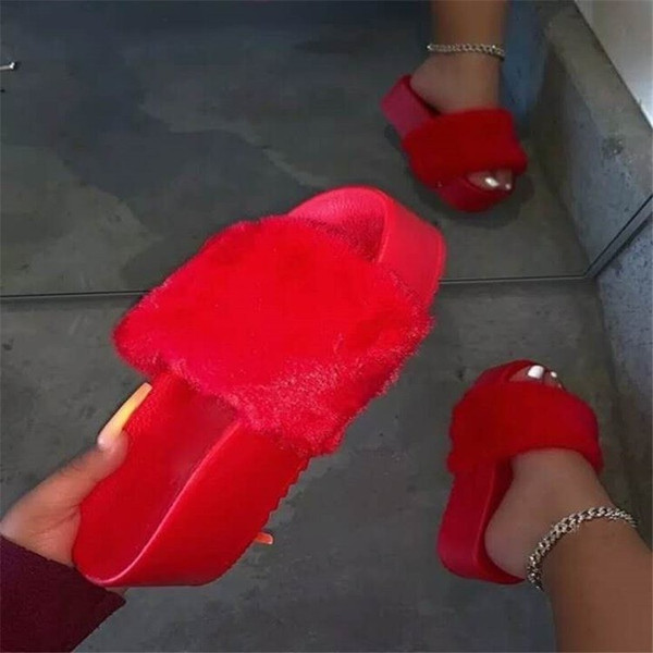 Gradient Plush Slippers Women Korean Style All-match Suede Women's Casual Cotton Slippers Q119-CJNS1202147