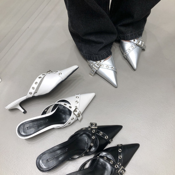 Women's Summer Toe Cap Semi Slipper Elegant Metal Buckle Set Q119-CJYD1981751