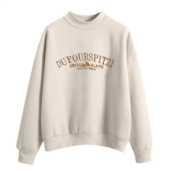 Color: Beige, Size: M, Ships From: france - Women'S Sweatshirt Pullover Graphic Letters Print Casua F640-12000034450264985