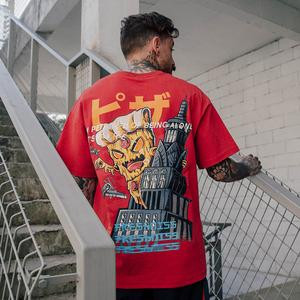 Color: Red, Size: M - New European and American street hip hop hiphop printing short-sleeved T-shir Q119-CJNSSYWY01035-Red-M