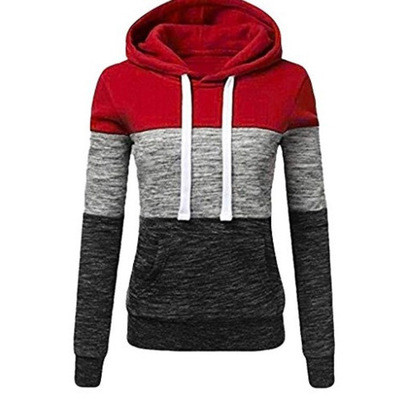 Color: gules, size: S - Colorblock Hooded Drawstring Sweater Q119-CJNSSYWY01193-gules-S