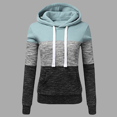 Color: Sky blue, size: L - Colorblock Hooded Drawstring Sweater Q119-CJNSSYWY01193-Sky blue-L