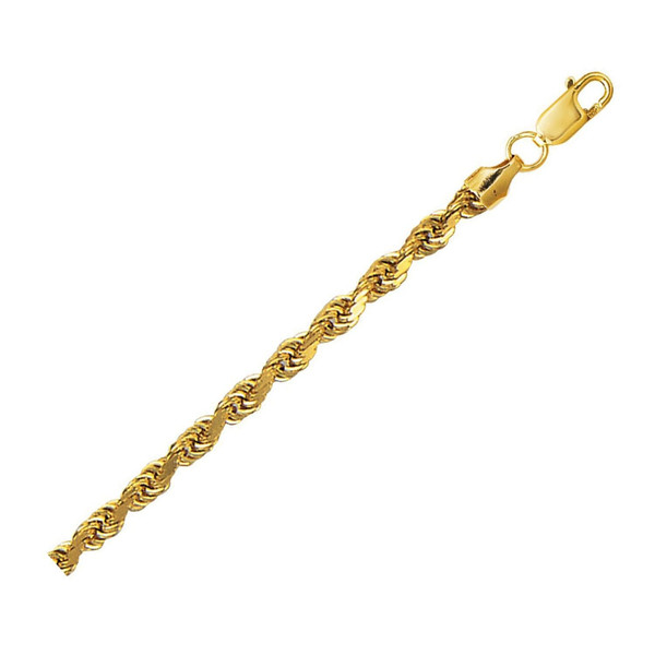 Size: 22 - 10K Yellow Gold Lite Hollow Diamond Cut Rope Chain (4.00 mm) P150-52969-22