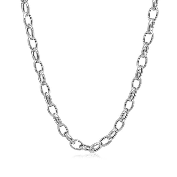 Size: 18'' - 14k White Gold Oval Rolo Chain (4.60 mm) P150-24639-18