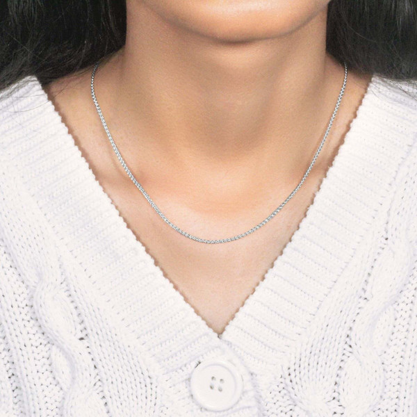 Size: 16'' - 14k White Gold Round Wheat Chain (1.50 mm) P150-25296-16
