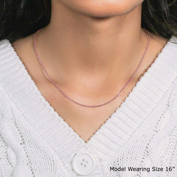 Size: 16'' - 14k Rose Gold Diamond Cut Cable Link Chain (1.30 mm) P150-75256-16