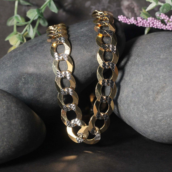 Size: 24'' - 14k Two Tone Gold Pave Curb Chain (12.18 mm) P150-02883-24