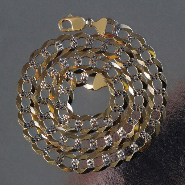 Size: 24'' - 14k Two Tone Gold Pave Curb Chain (12.18 mm) P150-02883-24