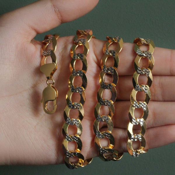 Size: 24'' - 14k Two Tone Gold Pave Curb Chain (12.18 mm) P150-02883-24